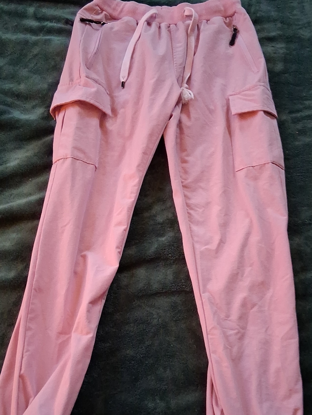 Pink Cargo Jogger Pants with Drawstring Waist